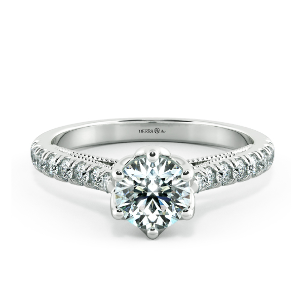 Nhẫn đính hôn Bridge Accent vintage, đai tấm NCH1608